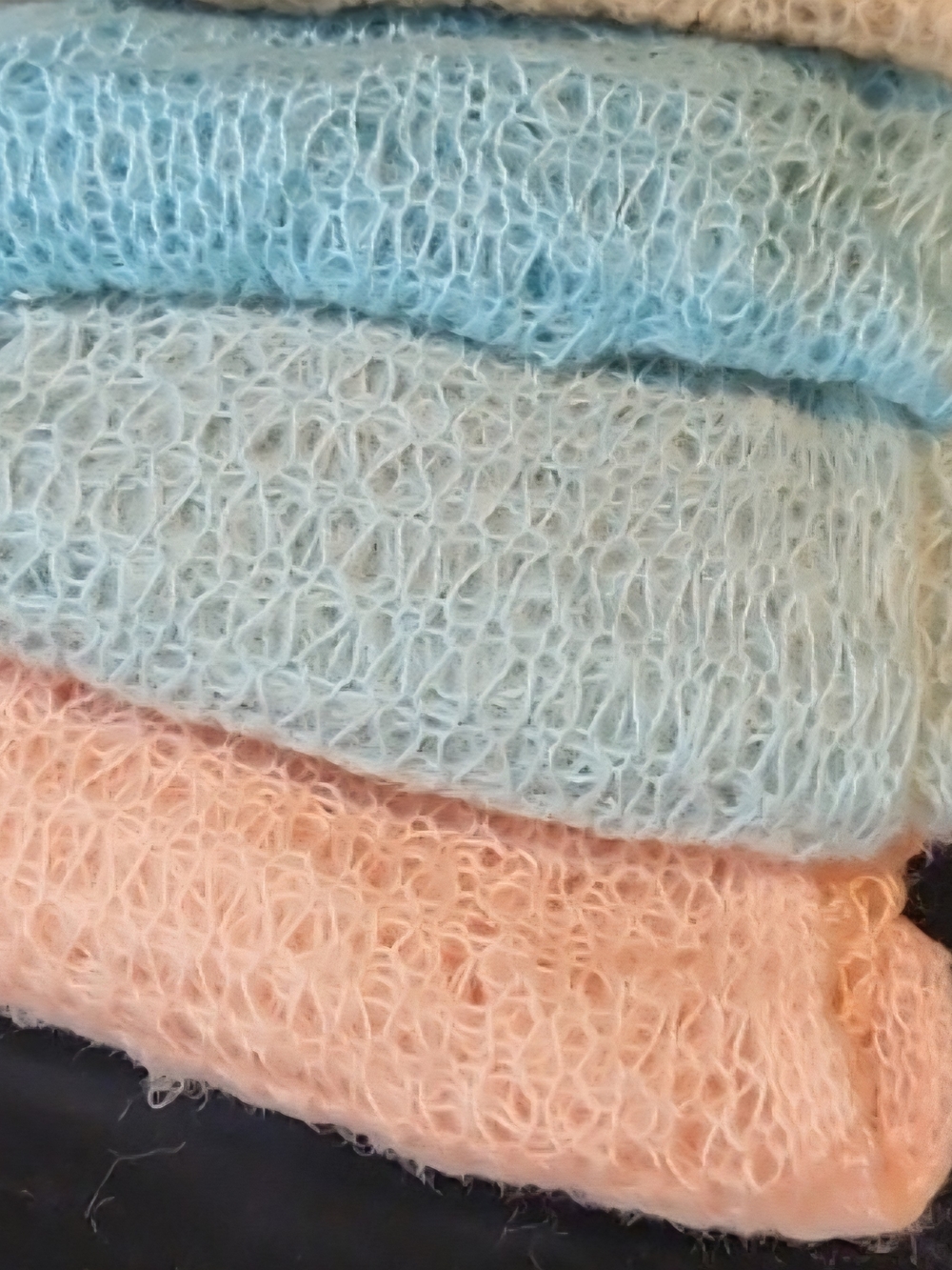 LOT OF 3 Vintage 1960s Mohair Sweaters - Blue, Pink, Lt. Blue (Size S/M)
